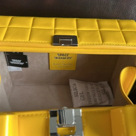 NWT Kate ♠️ Spade special edition SPACE INVADERS Yellow Pixelated Handbag - Picture 14 of 16